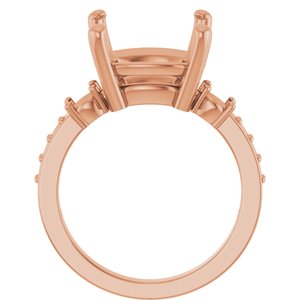 10K Rose Gold 12x12 mm Cushion Ring Mounting – image 4