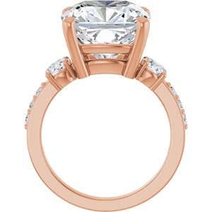 18K Rose Gold 12x12 mm Cushion Ring Mounting – image 3