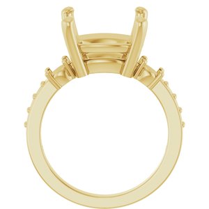 18K Yellow Gold 12x12 mm Cushion Ring Mounting – image 4
