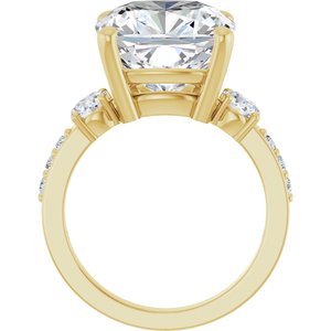 18K Yellow Gold 12x12 mm Cushion Ring Mounting – image 3