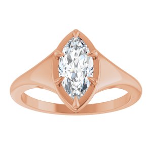 18K Rose Gold 10x5 mm Marquise Ring Mounting – image 5