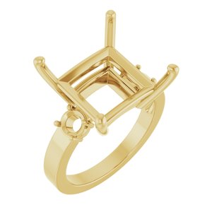 14K Yellow Gold 12x12 mm Square Ring Mounting – image 2