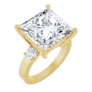 18K Yellow Gold 12x12 mm Square Ring Mounting