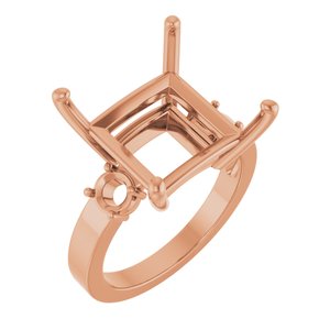 10K Rose Gold 12x12 mm Square Ring Mounting – image 2
