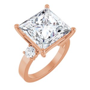 18K Rose Gold 12x12 mm Square Ring Mounting