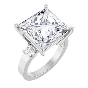 18K White Gold 12x12 mm Square Ring Mounting