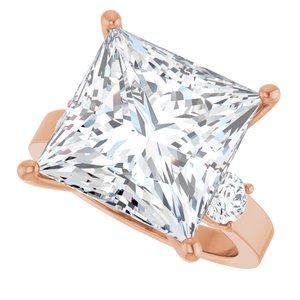 18K Rose Gold 12x12 mm Square Ring Mounting – image 8
