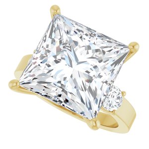 18K Yellow Gold 12x12 mm Square Ring Mounting – image 8