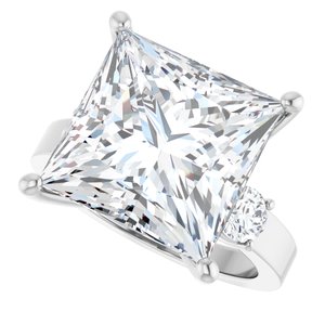 14K White Gold 12x12 mm Square Ring Mounting – image 8