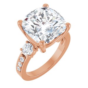10K Rose Gold 12x12 mm Cushion Ring Mounting