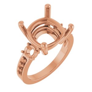 18K Rose Gold 12x12 mm Cushion Ring Mounting – image 2