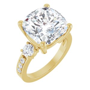 14K Yellow Gold 12x12 mm Cushion Ring Mounting