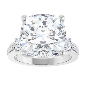 10K White Gold 12x12 mm Cushion Ring Mounting – image 5