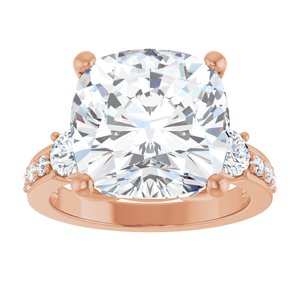 14K Rose Gold 12x12 mm Cushion Ring Mounting – image 5