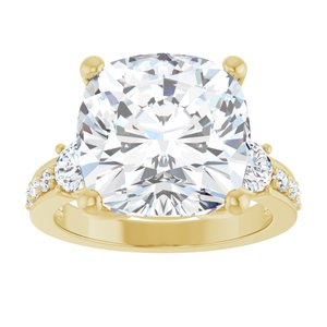 14K Yellow Gold 12x12 mm Cushion Ring Mounting – image 5