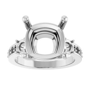 Continuum Sterling Silver 12x12 mm Cushion Ring Mounting – image 6