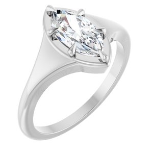 18K White Gold 10x5 mm Marquise Ring Mounting