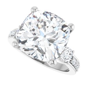 10K White Gold 12x12 mm Cushion Ring Mounting – image 8