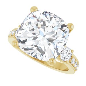 10K Yellow Gold 12x12 mm Cushion Ring Mounting – image 8