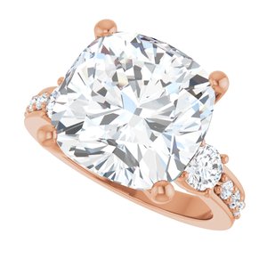 10K Rose Gold 12x12 mm Cushion Ring Mounting – image 8