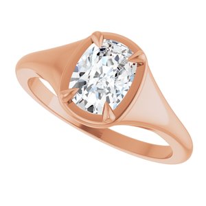 10K Rose Gold 7.5x5.5 mm Elongated Cushion Ring Mounting – image 8
