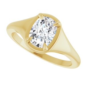 18K Yellow Gold 7.5x5.5 mm Elongated Cushion Ring Mounting – image 8