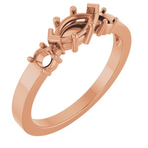 14K Rose Gold 7x3.5 mm Marquise Ring Mounting – image 2