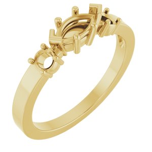 10K Yellow Gold 7x3.5 mm Marquise Ring Mounting – image 2