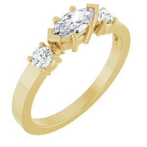 18K Yellow Gold 7x3.5 mm Marquise Ring Mounting