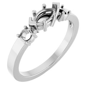 18K White Gold 7x3.5 mm Marquise Ring Mounting – image 2