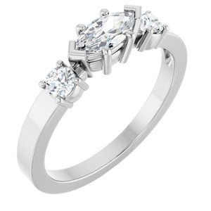 18K White Gold 7x3.5 mm Marquise Ring Mounting