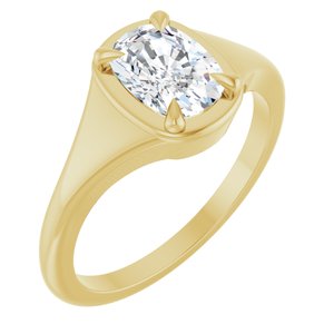 18K Yellow Gold 7.5x5.5 mm Elongated Cushion Ring Mounting