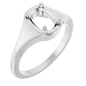 10K White Gold 7.5x5.5 mm Elongated Cushion Ring Mounting – image 2
