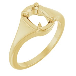 10K Yellow Gold 7.5x5.5 mm Elongated Cushion Ring Mounting – image 2