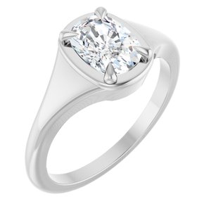 14K X1 White Gold 7.5x5.5 mm Elongated Cushion Ring Mounting