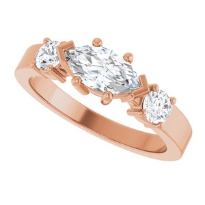 10K Rose Gold 8.5x4.5 mm Marquise Ring Mounting – image 8