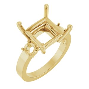 18K Yellow Gold 10x10 mm Square Ring Mounting – image 2