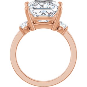 14K Rose Gold 10x10 mm Square Ring Mounting – image 3