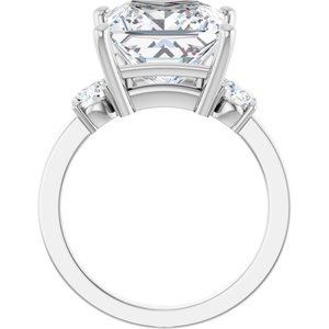 14K White Gold 10x10 mm Square Ring Mounting – image 3