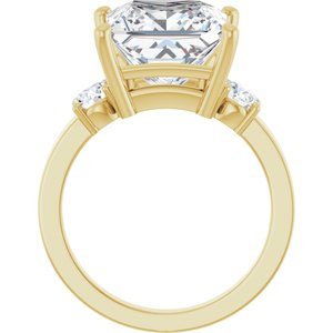 18K Yellow Gold 10x10 mm Square Ring Mounting – image 3