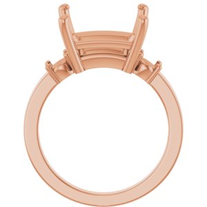 18K Rose Gold 10x10 mm Square Ring Mounting – image 4
