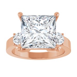 18K Rose Gold 10x10 mm Square Ring Mounting – image 5