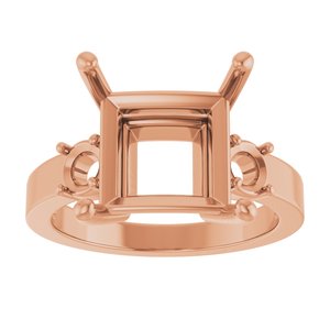 18K Rose Gold 10x10 mm Square Ring Mounting – image 6