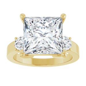 18K Yellow Gold 10x10 mm Square Ring Mounting – image 5