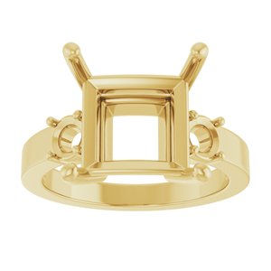 18K Yellow Gold 10x10 mm Square Ring Mounting – image 6