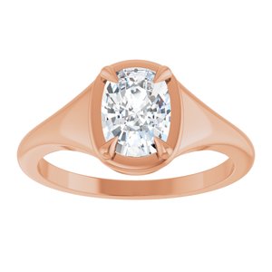 10K Rose Gold 7.5x5.5 mm Elongated Cushion Ring Mounting – image 5
