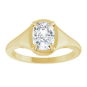 14K Yellow Gold 7.5x5.5 mm Elongated Cushion Ring Mounting – image 5