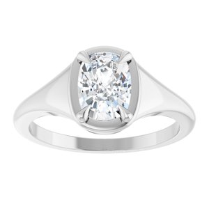 18K White Gold 7.5x5.5 mm Elongated Cushion Ring Mounting – image 5