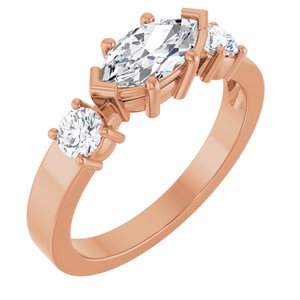 14K Rose Gold 8.5x4.5 mm Marquise Ring Mounting