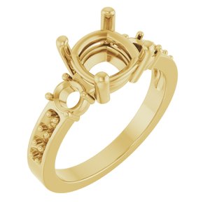 10K Yellow Gold 7.5x7.5 mm Cushion Ring Mounting – image 2